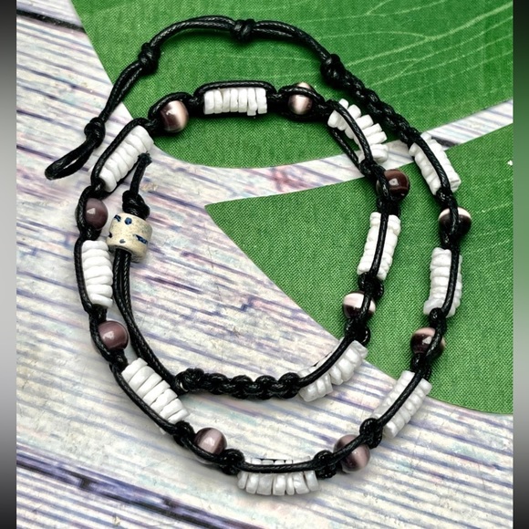 NEW PUKA Shell Purple Cats Eye Beads Necklace Choker Unisex Teens - Picture 8 of 9